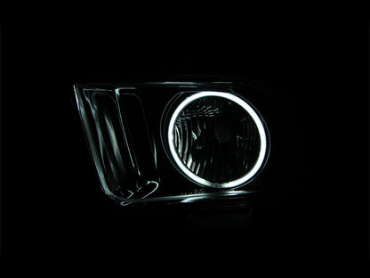 ANZO 2005-2009 Ford Mustang Crystal Headlights w/ Halo Black (CCFL)