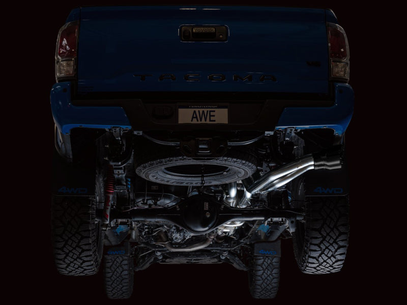 AWE 16-22 Toyota Tacoma 0FG Catback Exhaust w/ BashGuard - Dual Diamond Black Tips - Precision R