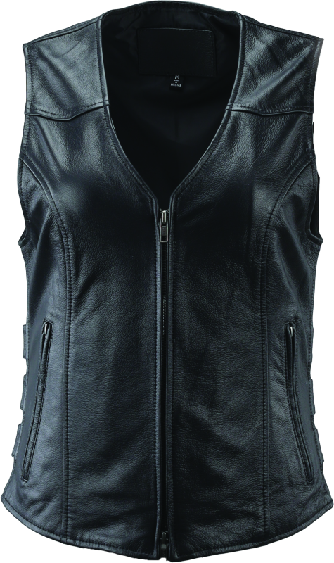 River Road Plains Leather Vest Black Womens - XL