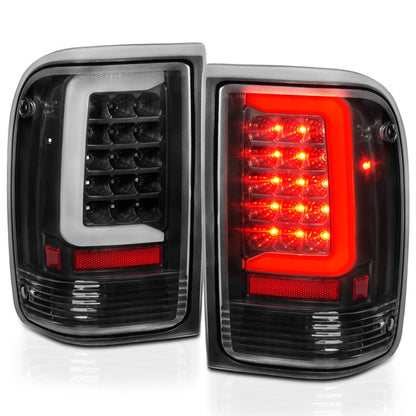 ANZO 1993-1997 Ford  Ranger LED Tail Lights w/ Light Bar Black Housing Clear Lens