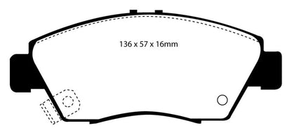 EBC 12 Acura ILX 1.5 Hybrid Redstuff Front Brake Pads