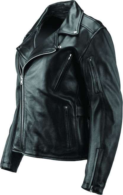 River Road Ironclad Classic Leather Jacket Black Womens - Small