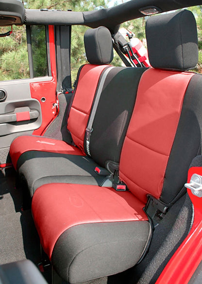 Rugged Ridge Seat Cover Kit Black/Red 11-18 Jeep Wrangler JK 4dr