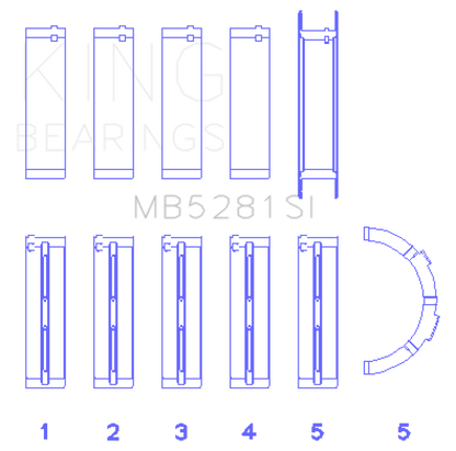 King Ford 281CI 4.6L V8 (Size +0.25) Main Bearing Set