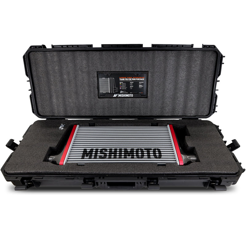 Mishimoto Universal Carbon Fiber Intercooler - Gloss Tanks - 450mm Silver Core - C-Flow - BL V-Band