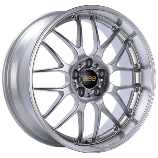 BBS RS-GT 19x10 5x120 ET25 Diamond Silver Center Diamond Cut Lip Wheel -82mm PFS/Clip Required