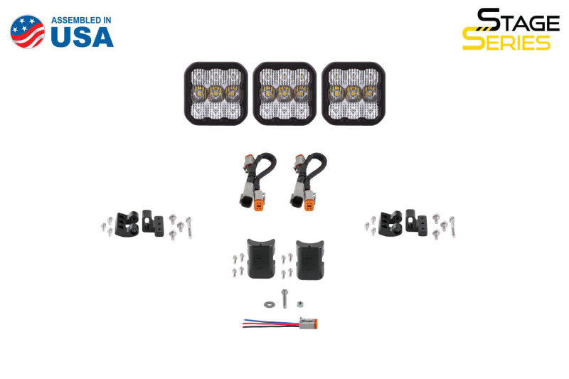 Diode Dynamics SS5 Sport Universal CrossLink 3-Pod Lightbar - Yellow Combo