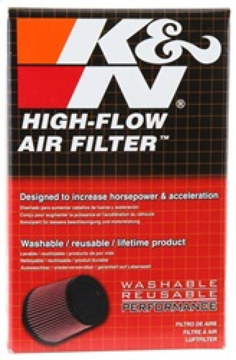 K&N Universal Custom Air Filter - Oval Shape 2in Neck Flange / 5.25in ID / 2.5in Height - Red