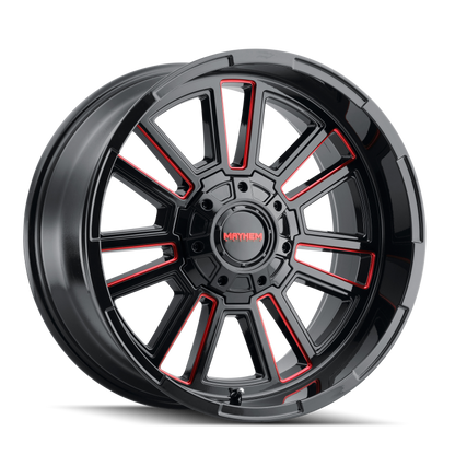 Mayhem 8115 Apollo 20x10 / 8x165.1 BP / -19mm Offset / 125.2mm Hub Black w/ Prism Red Wheel