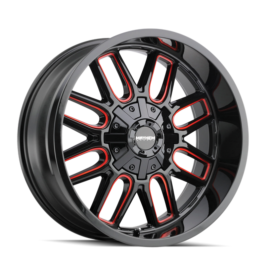 Mayhem 8107 Cogent 20x9 / 8x165.1 BP / 0mm Offset / 130.8mm Hub Black w/ Prism Red Wheel