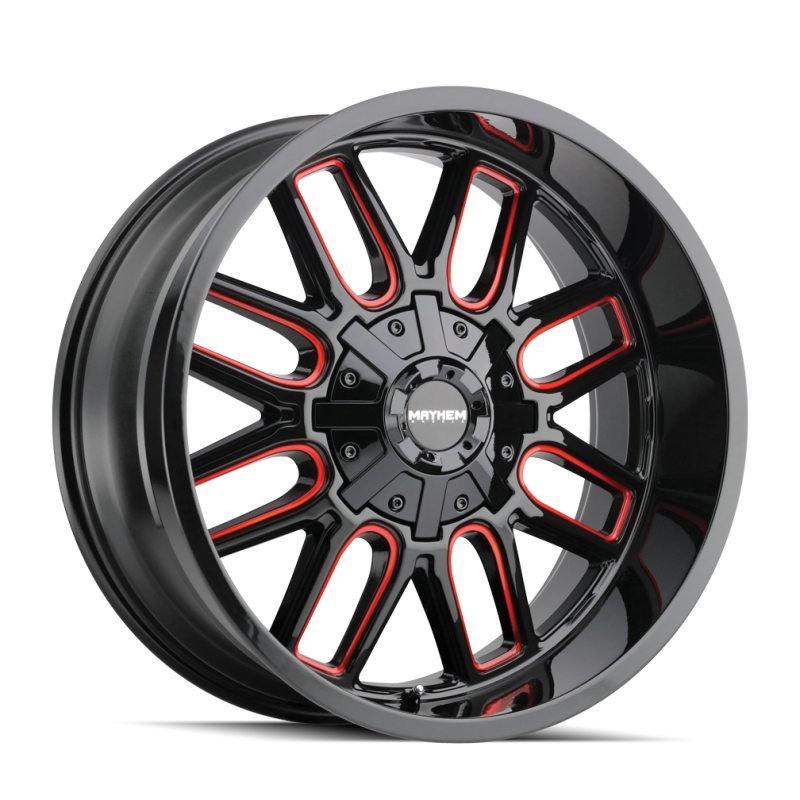 Mayhem 8107 Cogent 20x9 / 8x180 BP / 0mm Offset / 124.1mm Hub Black w/ Prism Red Wheel