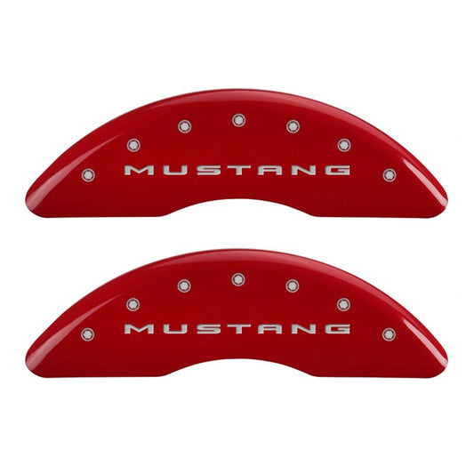 MGP 4 Caliper Covers Engraved Front 2015/Mustang Engraved Rear 2015/50 Red finish silver ch