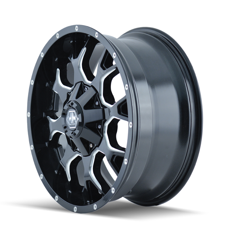 Mayhem 8015 Warrior 20x9 / 8x165.1 BP / 18mm Offset / 130.8mm Hub Black w/ Milled Spokes Wheel