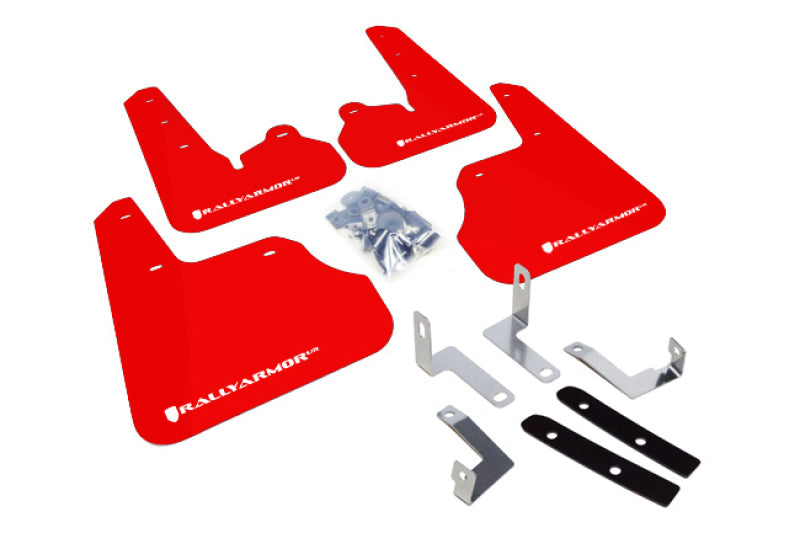 Rally Armor 12-16 Subaru Impreza 4D/5D Red UR Mud Flap w/White Logo