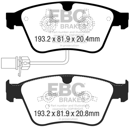 EBC 13-18 Bentley Continental 4.4TT Bluestuff Front Brake Pads