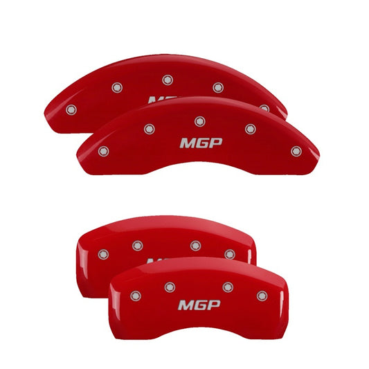 MGP 4 Caliper Covers Engraved Front & Rear Oval logo/Ford Red finish silver ch