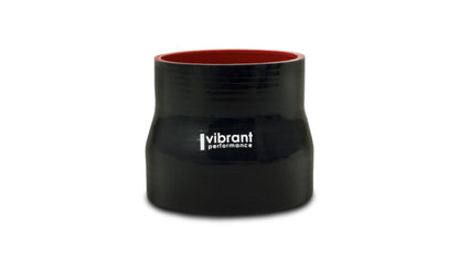 Vibrant 3.5in I.D. x 4.250in I.D. x 4.5in Long 4 Ply Gloss Black Silicone Transition Hose