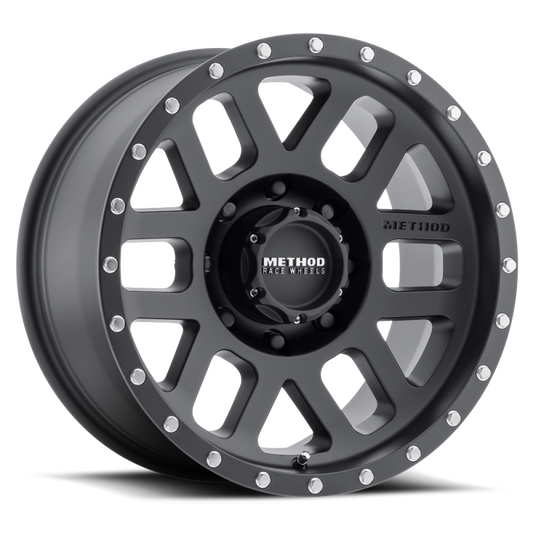 Method MR306 Mesh 18x9 -12mm Offset 8x6.5 130.81mm CB Matte Black Wheel