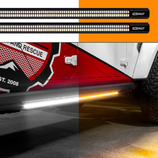 XK Glow Jeep & Truck Running Board Light w/ Turn Signal 2x60in White + Amber