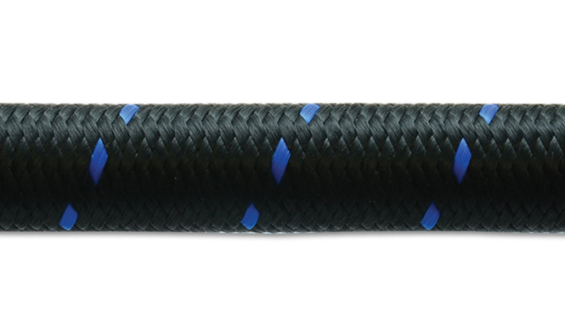 Vibrant -12 AN Two-Tone Black/Blue Nylon Braided Flex Hose (10 foot roll)