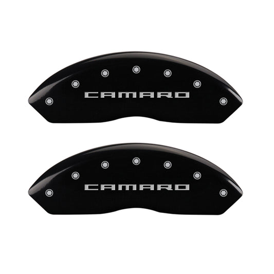 MGP 4 Caliper Covers Engraved Front & Rear Gen 5/Camaro Black finish silver ch