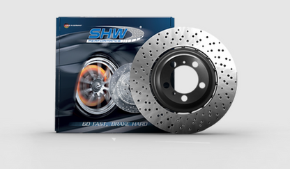 SHW 05-06 BMW M3 3.2L Left Front Cross-Drilled Lightweight Brake Rotor (34112282445)