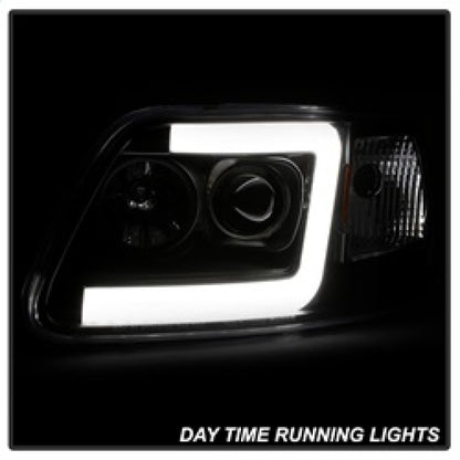 Spyder 97-03 Ford F-150 (After 6/1997) Light Bar Projector Headlights - Blk (PRO-YD-FF15097V2-LB-BK)