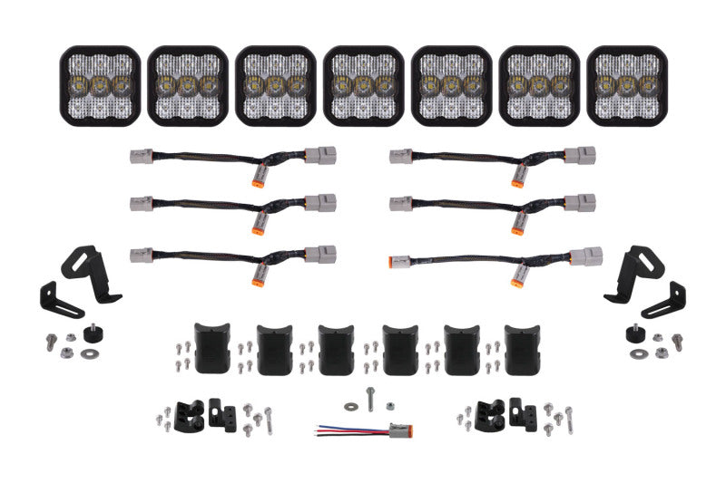 Diode Dynamics SS5 Pro Universal CrossLink 7-Pod Lightbar - White Combo