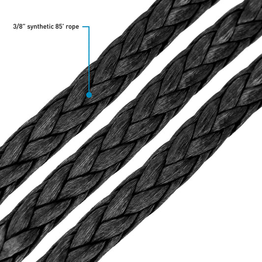 Borne Off-Road Synthetic Rope - 3/8in x 85ft - Black