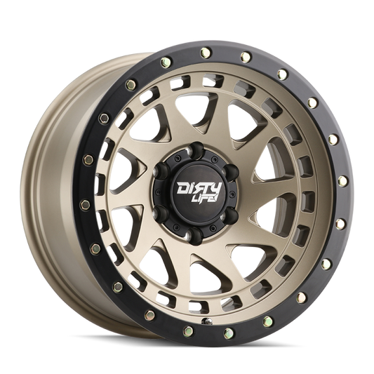 Dirty Life 9311 Enigma Pro 17x9/6x139.7 BP/-12mm Offset/106mm Hub Satin Gold Wheel - Beadlock