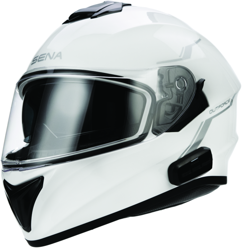 Sena Technologies Outforce Full Face Bluetooth Helmet Glossy White - Small