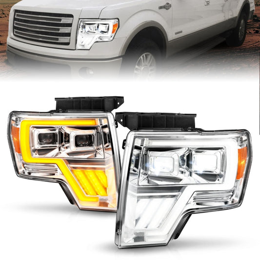 ANZO 09-14 Ford F-150 Full LED Proj Headlights w/Initiation Feature - Chrome