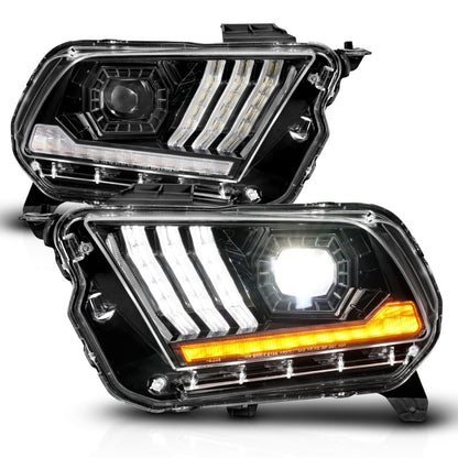 ANZO 10-14 Ford Mustang LED Projector Headlights w/Sequential Light Tube (NON HID Compatible)