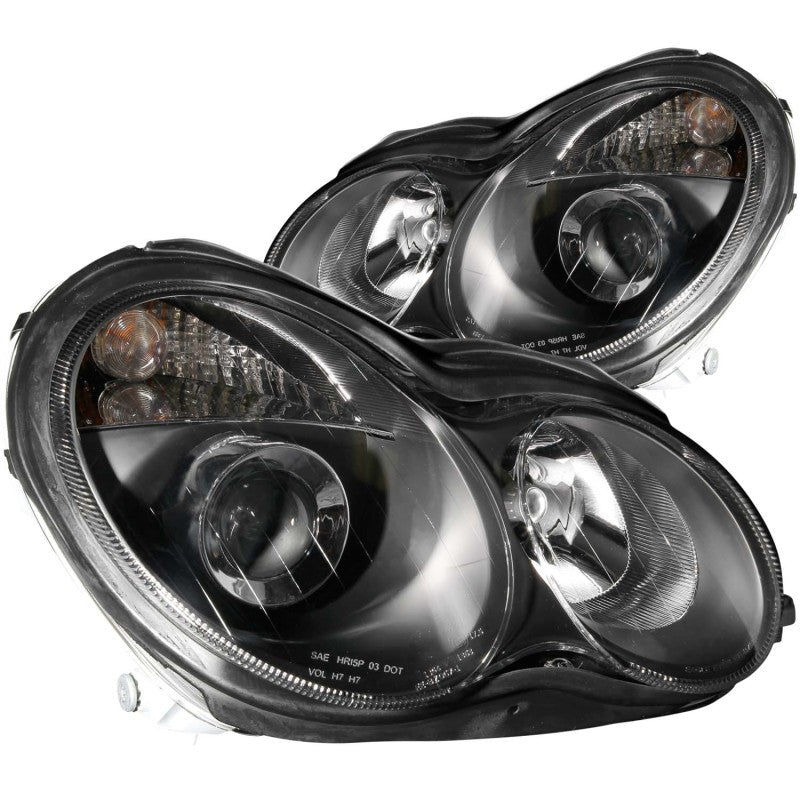 ANZO 2001-2007 Mercedes Benz C Class W203 Projector Headlights Black