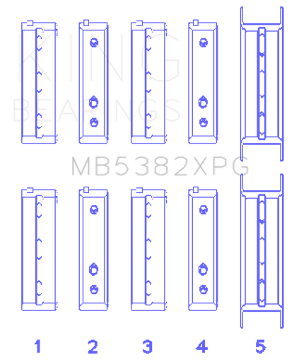 King Subaru EJ20/EJ22/EJ25 (For Thrust in #5 Position) 0.5 Oversized Tri-Metal Perf Main Bearing Set