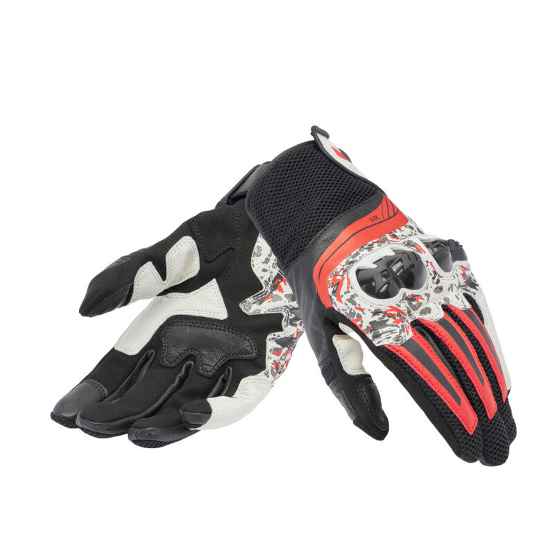 Dainese Mig 3 Unisex Leather Gloves Black/Red Spray/White - 3XS