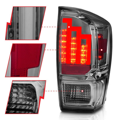 ANZO 2016-2017 Toyota Tacoma LED Taillights Smoke