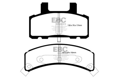 EBC 97-99 Cadillac Deville 4.6 (Rear Drums) Greenstuff Front Brake Pads