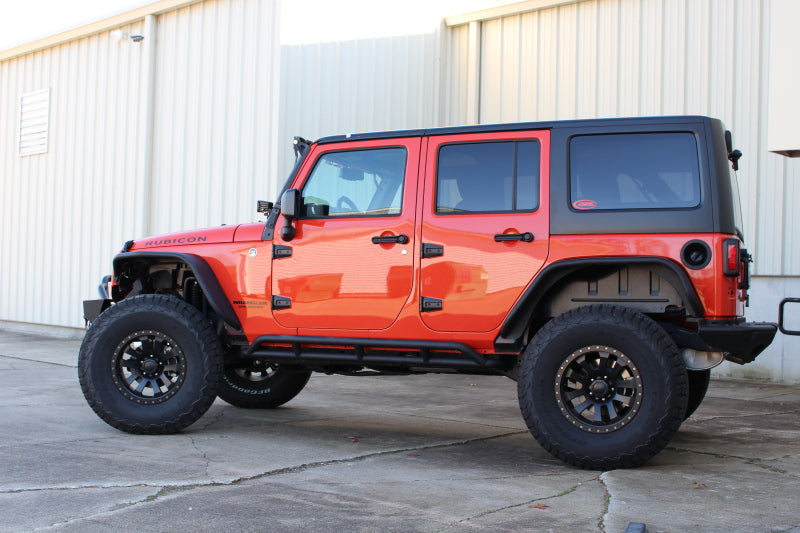 Fishbone Offroad 07-18 Jeep JK 4 Door Wrangler JK Steel Rock Sliders - Blk Textured Powdercoat