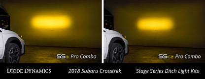 Diode Dynamics 18-21 Subaru Crosstrek Stage Series 2in LED Ditch Light Kit - Yellow Pro Combo