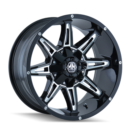 Mayhem 8090 Rampage 17x9 / 5x114.3 BP / 18mm Offset / 87mm Hub Black w/ Milled Spokes Wheel