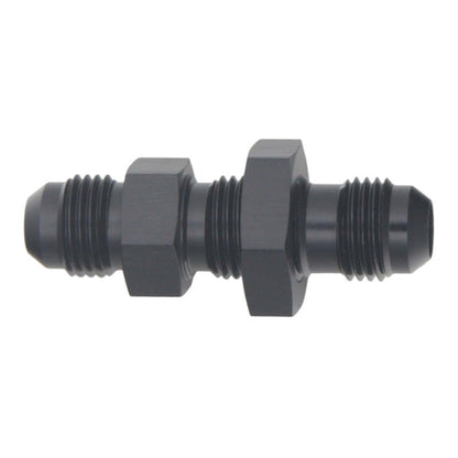 DeatschWerks 6AN Male Flare to 6AN Male Flare Bulkhead Adapter (Incl Nut) - Anodized Matte Black