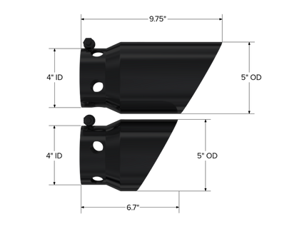 MBRP 2008+ Ford F250/350/450 6.4 L 4 inlet 5 Tip Cover Set - 6.75in and 9.75in Length - Black