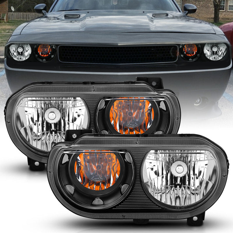 ANZO 2008-2014 Dodge Challenger Crystal Headlights Black