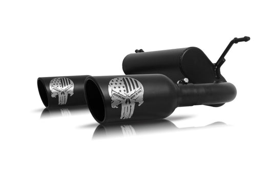 Gibson 07-17 Jeep Wrangler Sport 3.6L 2.5in Patriot Skull Series Cat-Back Dual Exhaust - Blk Ceramic