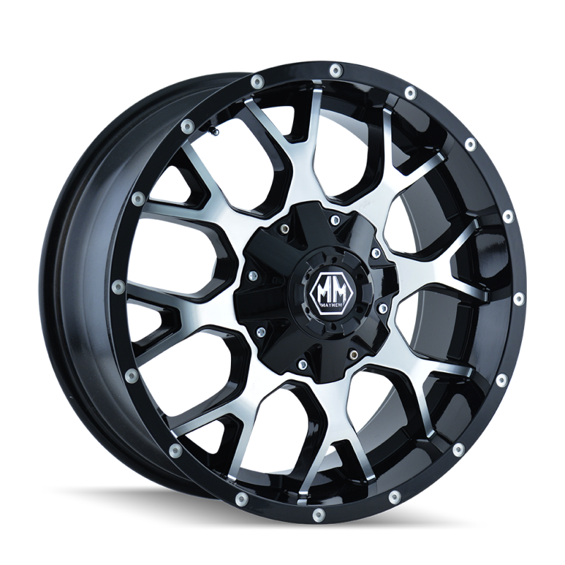 Mayhem 8015 Warrior 17x9 / 5x114.3 BP / -12mm Offset / 87mm Hub Black/Machined Face Wheel