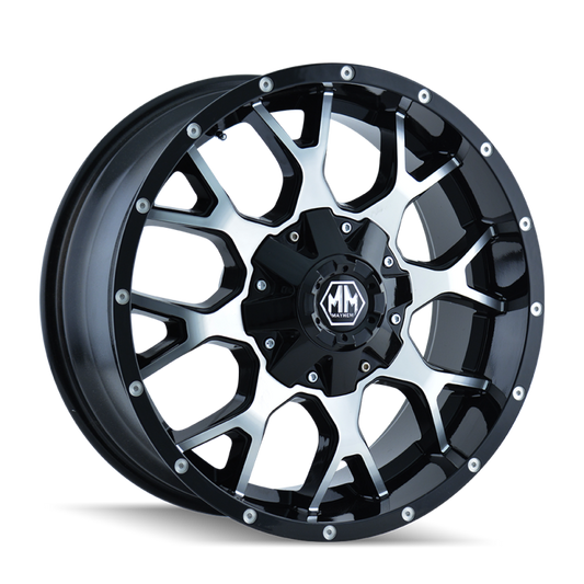 Mayhem 8015 Warrior 18x9 / 6x135 BP / 18mm Offset / 106mm Hub Black/Machined Face Wheel