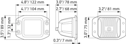 Hella Universal Black Magic 3.2in L.E.D. Cube Kit - Flood Beam (Flush Mount)