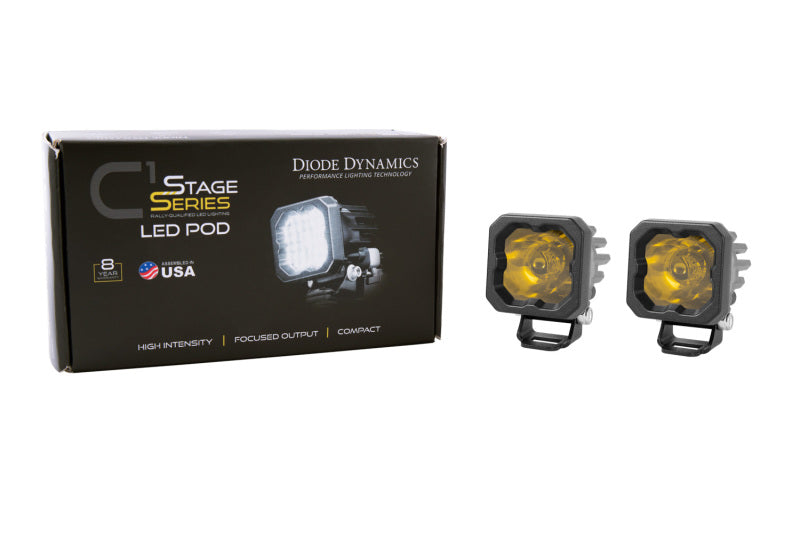 Diode Dynamics Stage Series C1 LED Pod Pro - Yellow Flood Standard ABL (Pair)