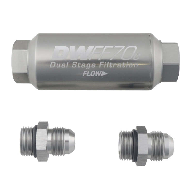 DeatschWerks 8AN 10 Micron 70mm Compact In-Line Fuel Filter Kit